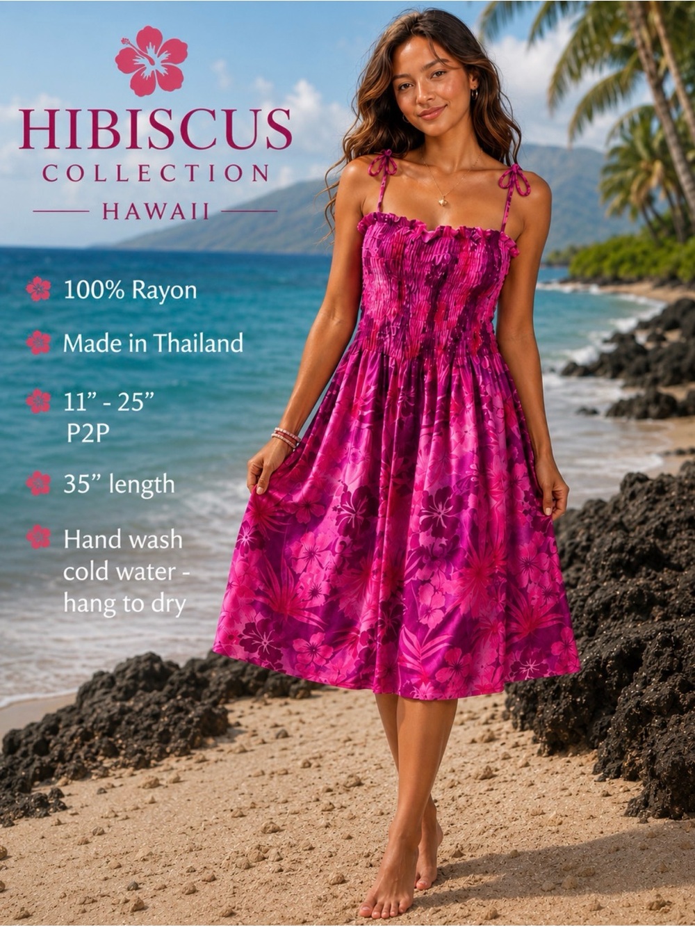 Hibiscus Collection Magenta Floral Sundress - OS